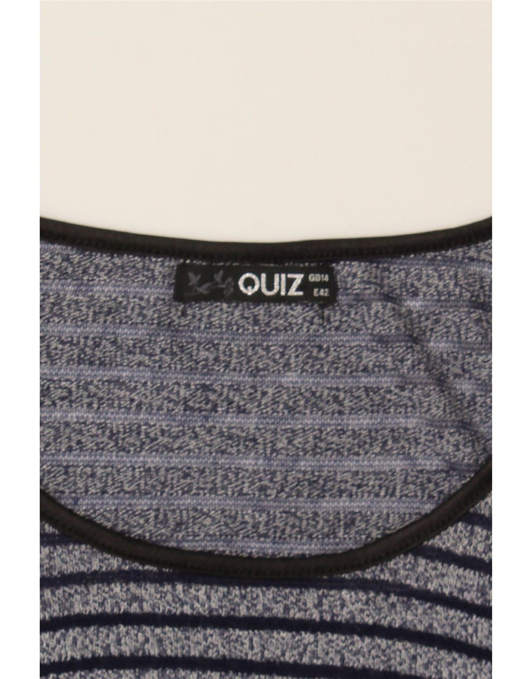 QUIZ Womens Top Long Sleeve UK 14 Large Navy Blue Striped Polyester Vintage Quiz and Second-Hand Quiz from Messina Hembry 