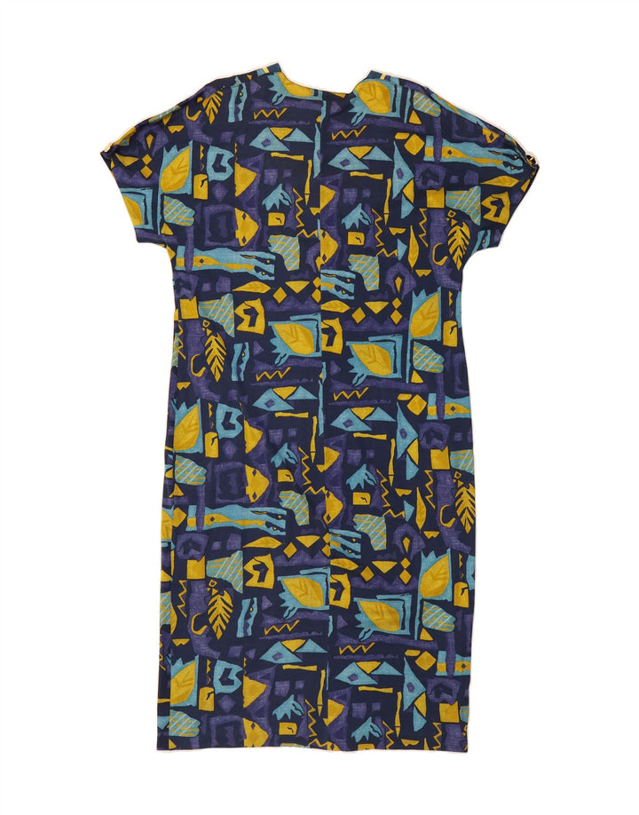 DOMINA Womens Sheath Dress UK 14 Medium Navy Blue Geometric Vintage Domina and Second-Hand Domina from Messina Hembry 