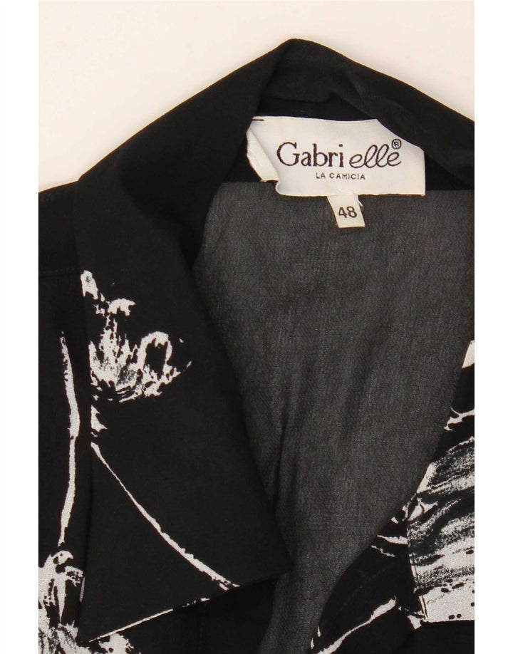 Vintage Γυναικείο Abstract Pattern Μπλούζα 1/2 μανίκι IT 48 XL Μαύρο