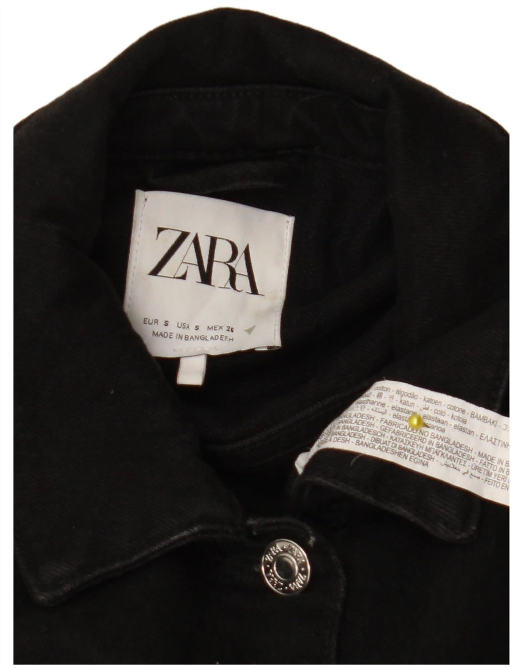 Γυναικείο τζιν μπουφάν ZARA Crop UK 10 Small Black Cotton