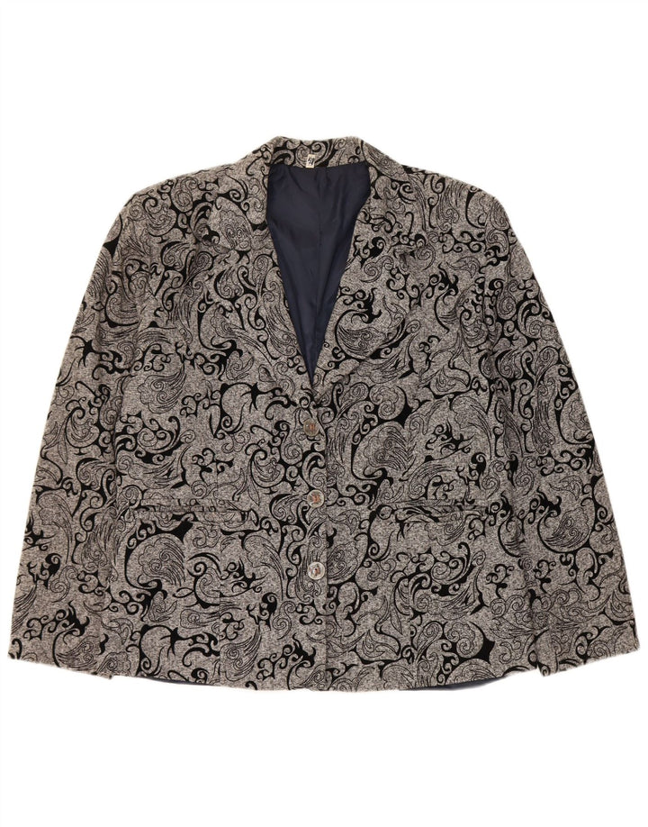Vintage γυναικείο τζάκετ με 3 κουμπιά Blazer IT 48 XL Grey Paisley