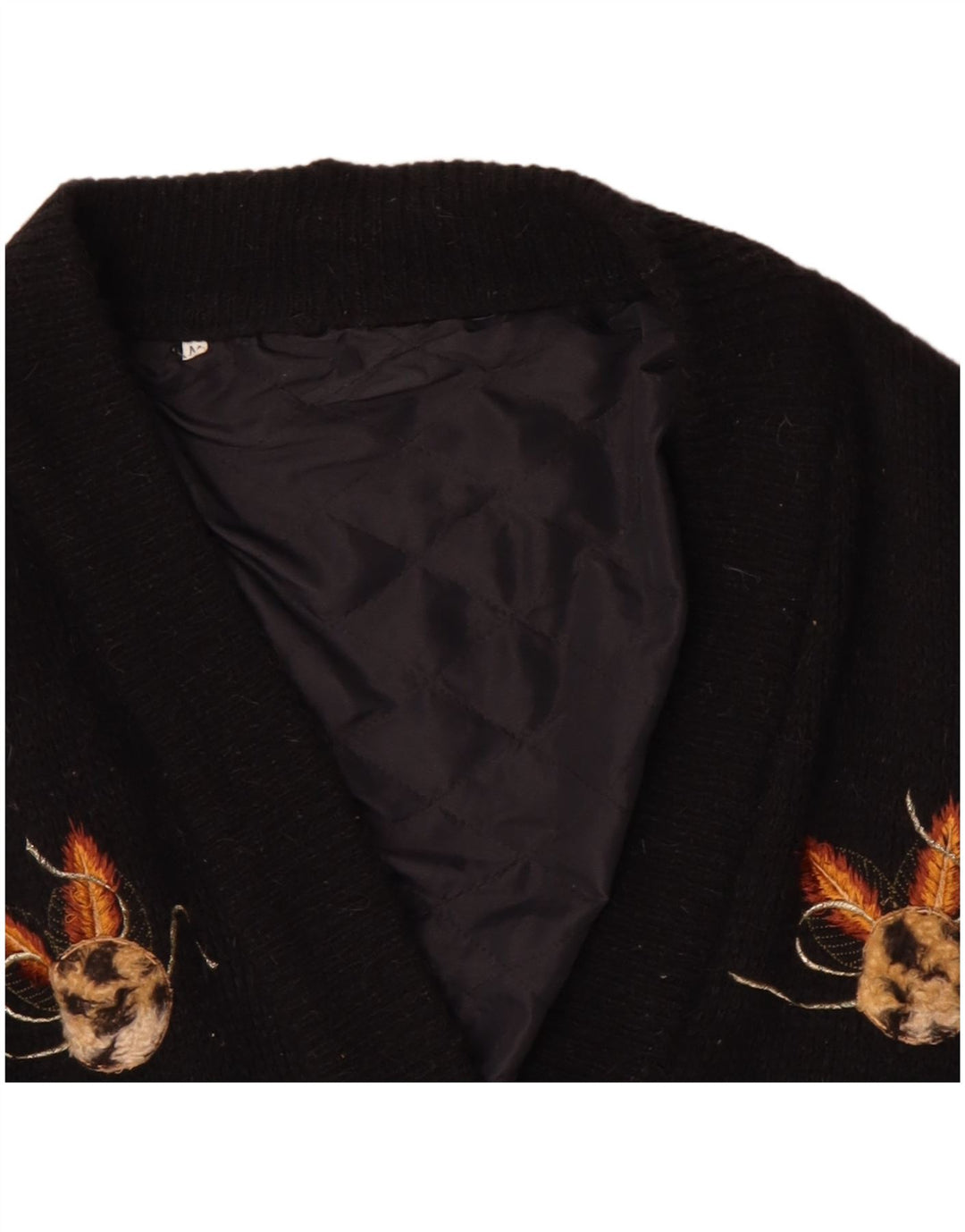 Vintage Γυναικείο γραφικό υπερμεγέθη Ζακέτα πουλόβερ UK 14 Μεσαίο Μαύρο