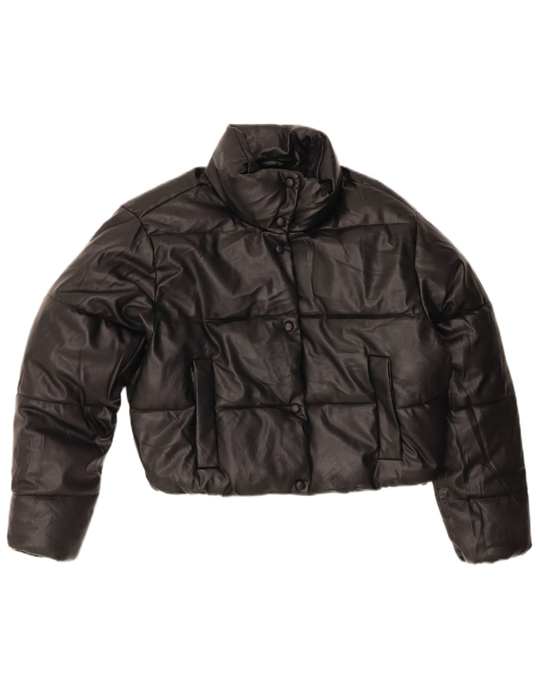 ZARA Womens Crop Padded Jacket UK 14 Medium Black Polyester