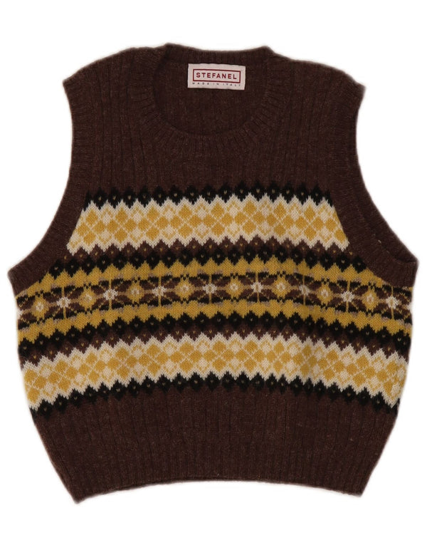 Stefanel Γυναικείο γιλέκο Crop Tank Top 10 Small Brown Fair Isle Wool