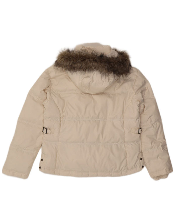 COLUMBIA Γυναικείο μπουφάν με κουκούλα UK 18 XL Λευκός Πολυεστέρας