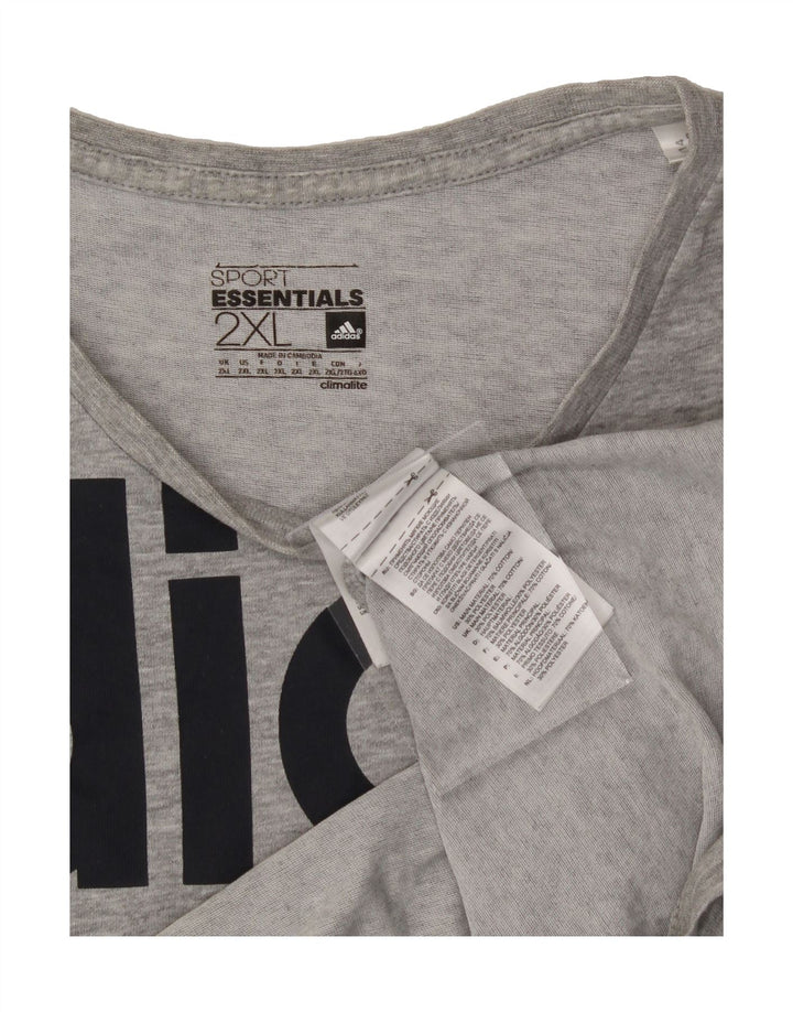 ADIDAS Mens Climalite Graphic T-Shirt Top 2XL Grey Vintage Adidas and Second-Hand Adidas from Messina Hembry 