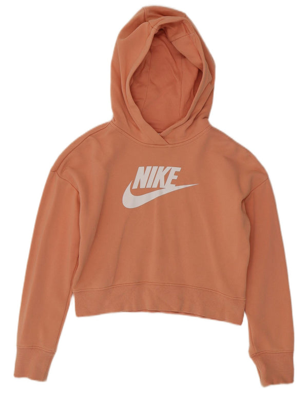 Nike Girls Graphic Crop Hoodie Jumper 12-13 ετών Μεγάλο ροζ βαμβακερό
