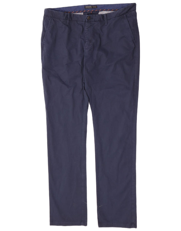 Zara Ανδρικό ίσιο παντελόνι Chino EU 48 XL W38 L34 Navy Blue Cotton