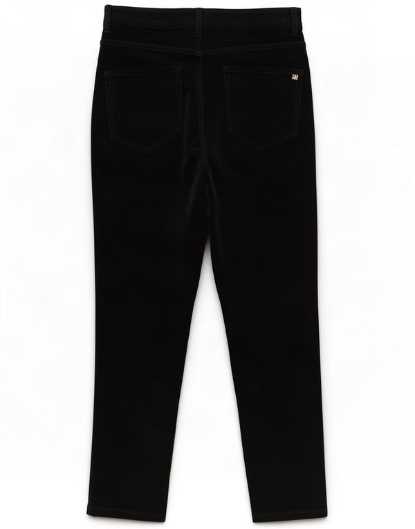 Massimo Dutti Womens Slim Velvet Cropped Trousers W32 L27 Black