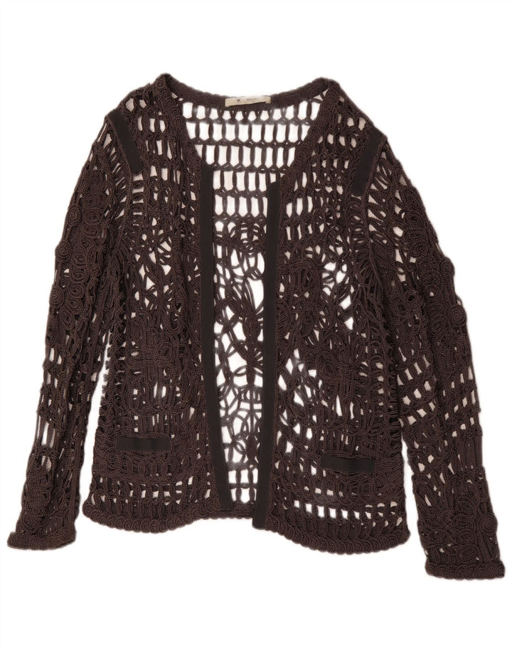 Γυναικείο μακρυμάνικο βελονάκι MONARI See Through Top UK 14 Large Grey