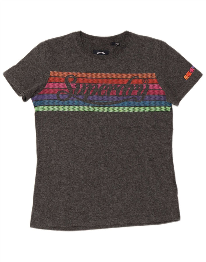 Γυναικείο γραφικό μπλουζάκι SUPERDRY Heritage Top UK 8 Μικρό γκρι βαμβακερό
