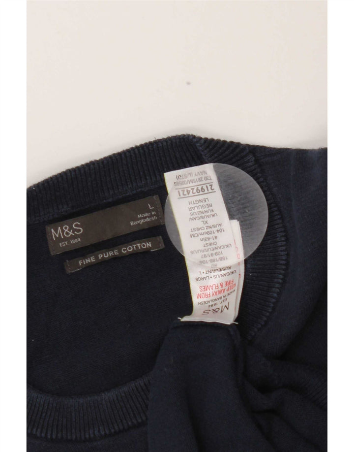 Marks & Spencer Ανδρικό πουλόβερ με λαιμόκοψη μεγάλου χρώματος, βαμβακερό
