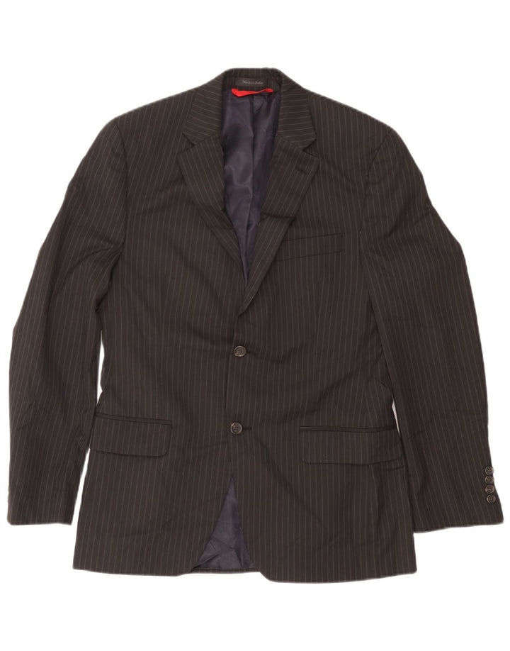Chaps Mens 2 Button Slim Fit Blazer Jacket UK 40 Large Black Pinstripe