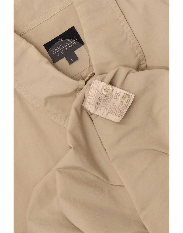 Trussardi Jeans Ανδρικό Πουκάμισο Μεγάλο Μπεζ Βαμβακερό