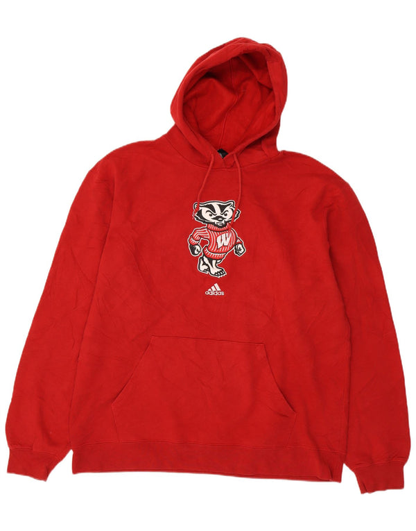 Adidas Mens Wisconsin Badgers Graphic Hoodie Jumper XL Red Cotton