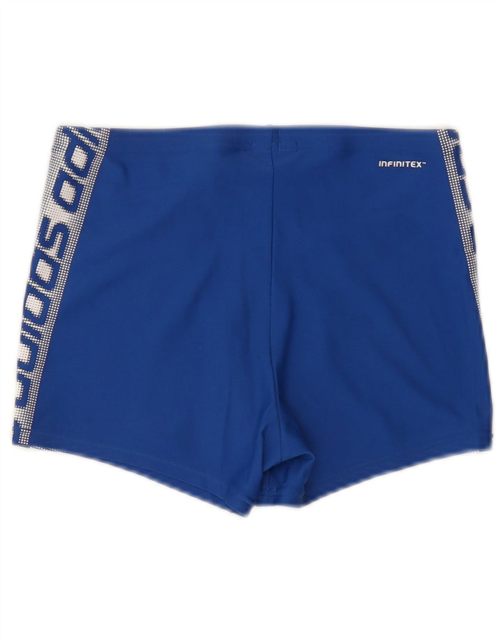 Ανδρικό γραφικό σορτς κολύμβησης Adidas, μεσαίο μπλε νάιλον