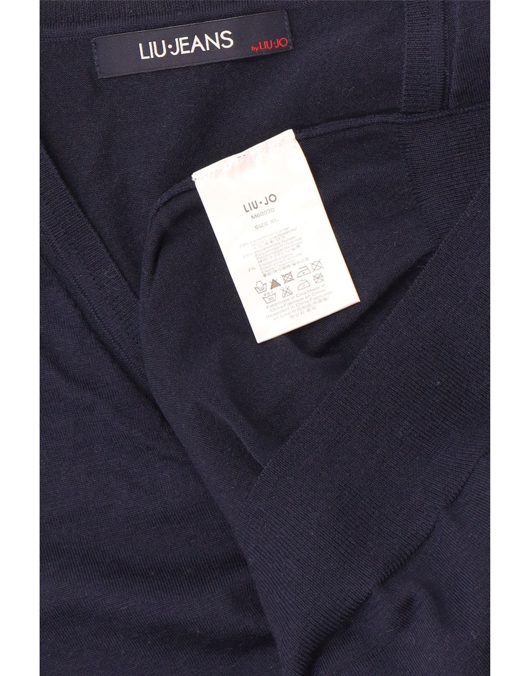 LIU JO Γυναικείο πουλόβερ με λαιμόκοψη με V λαιμόκοψη UK 18 XL Navy Blue Wool