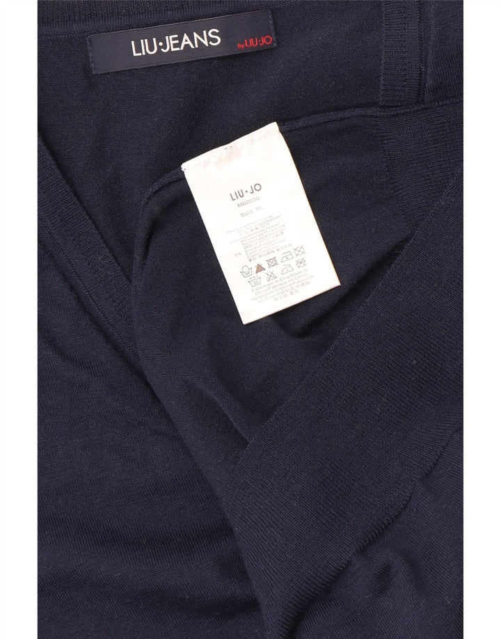LIU JO Γυναικείο πουλόβερ με λαιμόκοψη με V λαιμόκοψη UK 18 XL Navy Blue Wool