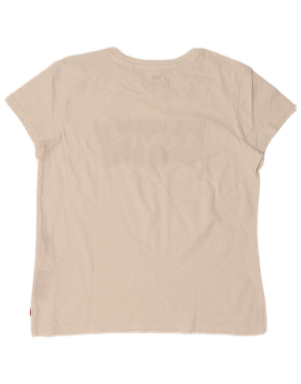 Γυναικείο γραφικό μπλουζάκι Levi's Top UK 16 μεγάλο λευκό βαμβακερό