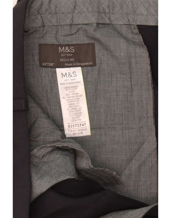 Marks & Spencer Ανδρικό κανονικό παντελόνι με καρφίτσα W42 L29 Navy Blue