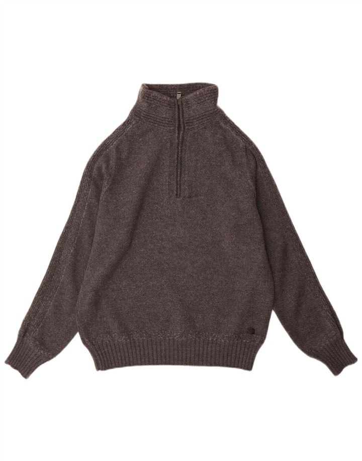 Ανδρικό πουλόβερ με φερμουάρ Trussardi XL γκρι μαλλί