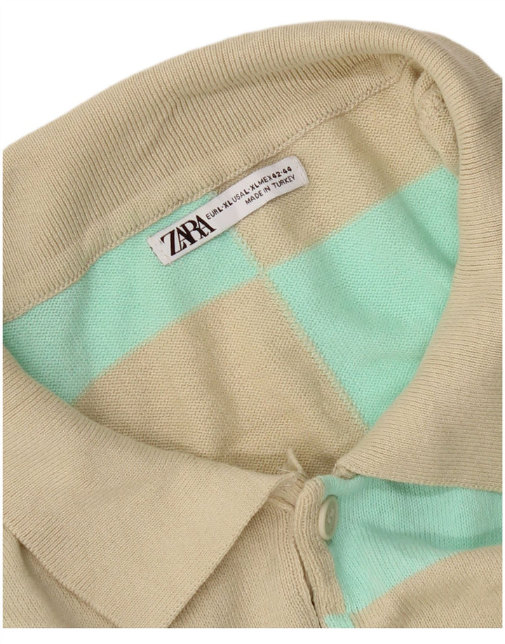 Zara Ανδρικό Πόλο Μπλουζάκι Μεγάλο Μπεζ Γεωμετρικό