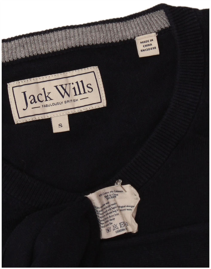 JACK WILLS Ανδρικό πουλόβερ με λαιμόκοψη V-λαιμόκοψη Μικρό μπλε βαμβακερό