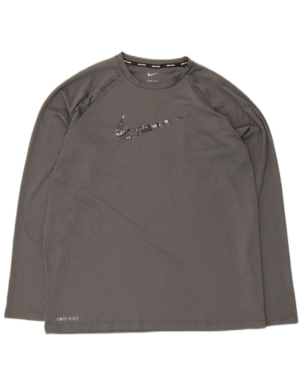 Ανδρικό γραφικό τοπ Nike Dri Fit, μακρυμάνικο μεγάλο γκρι