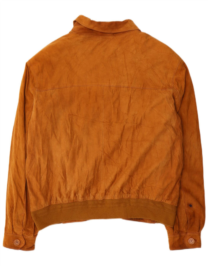 VINTAGE Ανδρικό Bomber Suede Jacket IT 54 2XL Καφέ Δερμάτινο