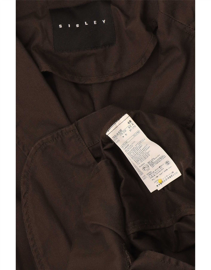 Sisley Ανδρικό Μπουφάν Blazer 2 Κουμπιών IT 48 Μεσαίο Καφέ Βαμβακερό