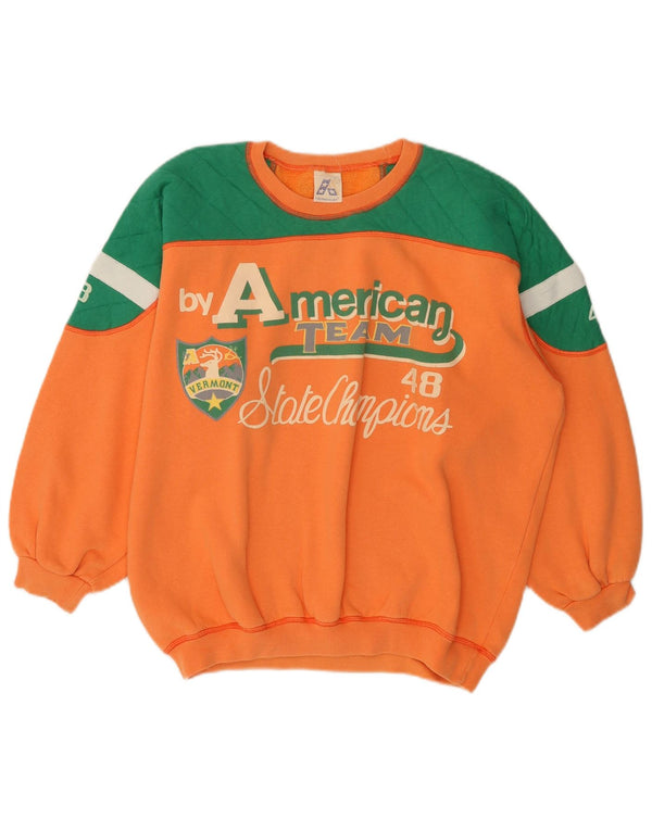 By American Womens Graphic Sweatshirt Jumper UK 22 3XL Orange Colourblock