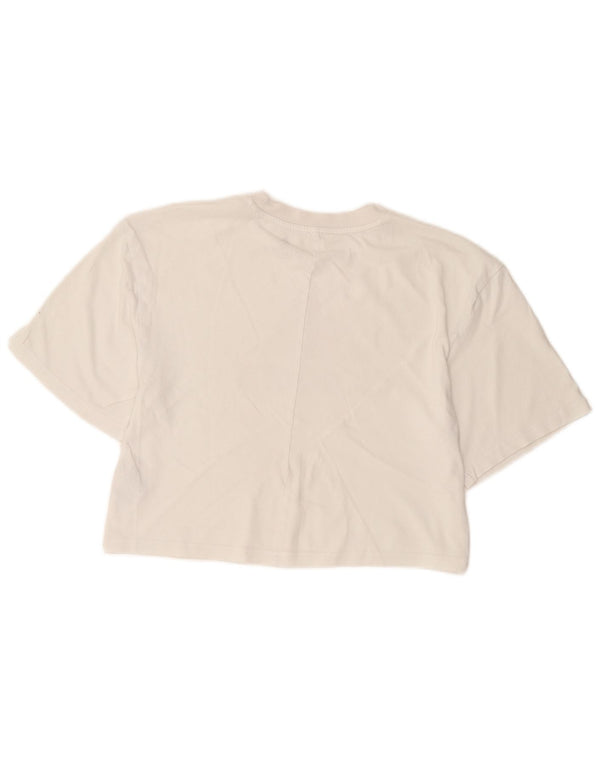 Γυναικείο T-Shirt Adidas Crop Graphic Top UK 6 XS Λευκό βαμβακερό