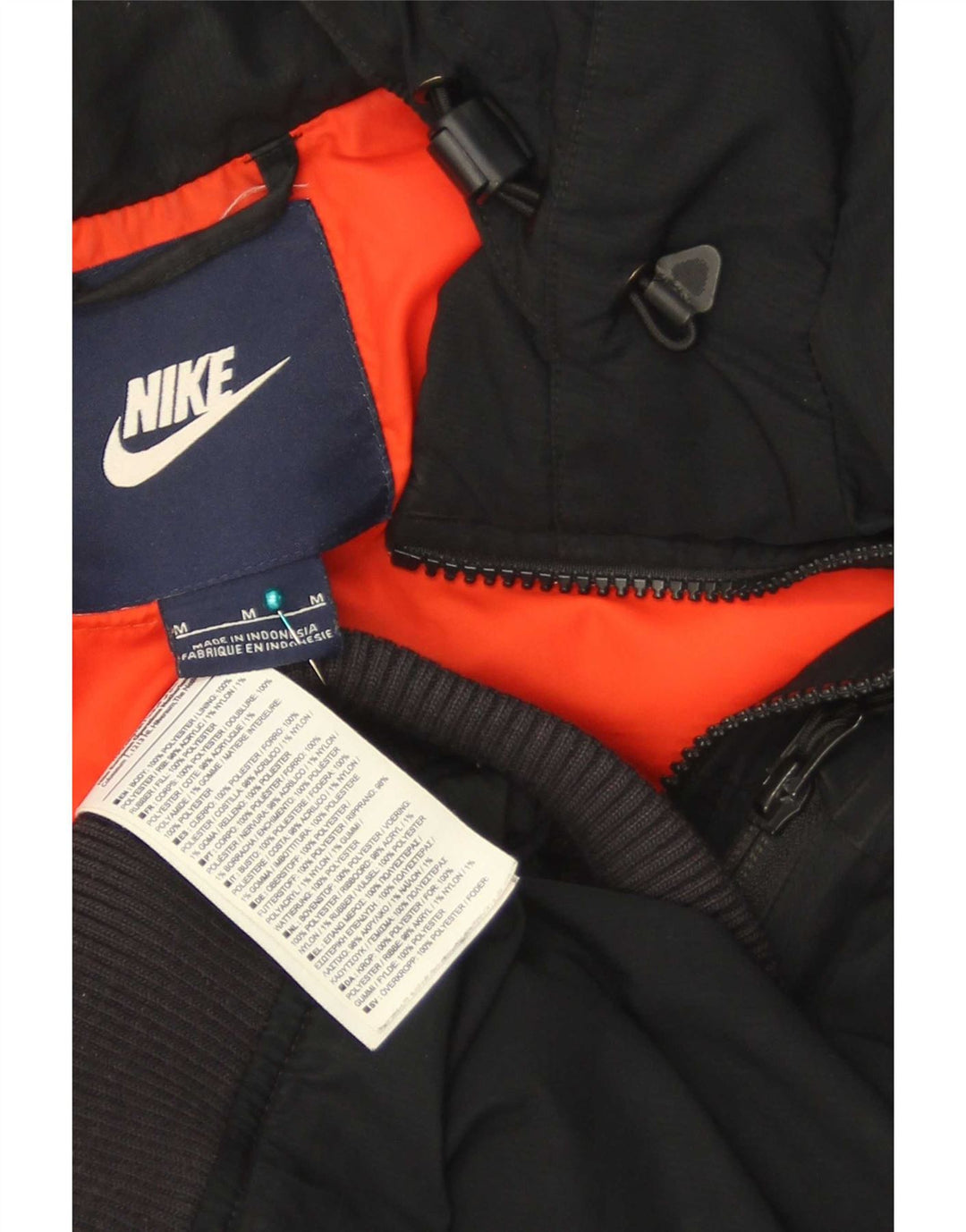 Ανδρικό μπουφάν Nike με κουκούλα με επένδυση UK 38 μεσαίο μαύρο πολυεστέρας