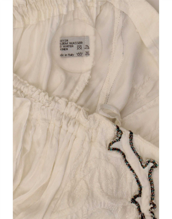 Vintage Γυναικεία Flared Φούστα W27 Small White Floral Viscose