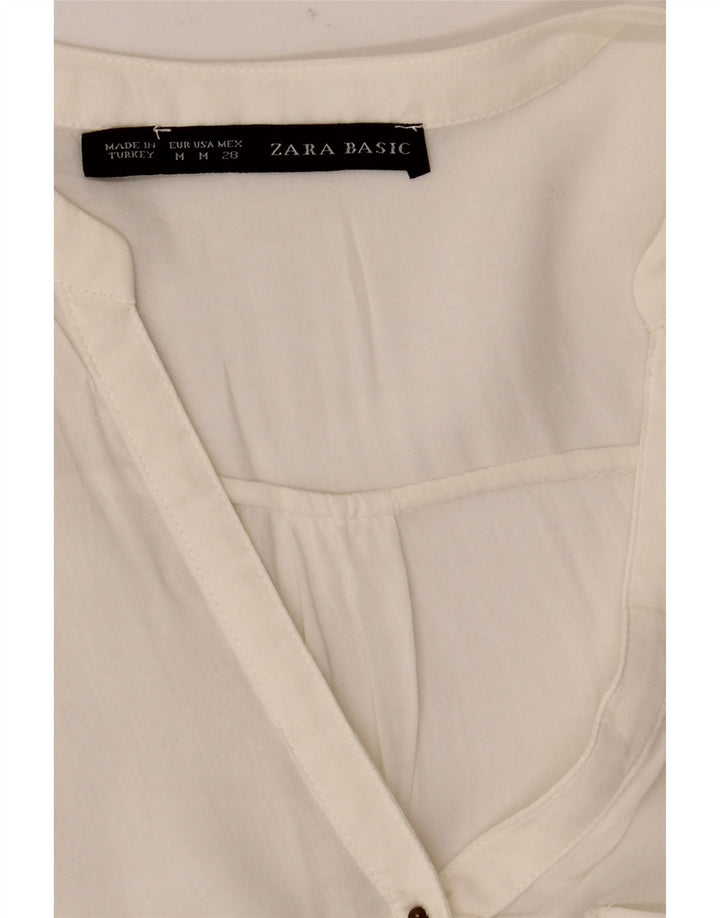 Zara Γυναικεία μπλούζα 3/4 μανίκια τοπ UK 12 Medium White