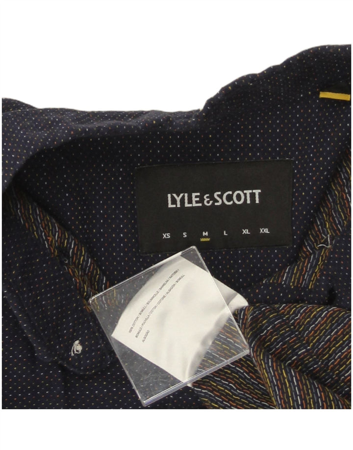 Ανδρικό πουκάμισο LYLE & SCOTT Βαμβακερό μεσαίο ναυτικό μπλε με στίγματα