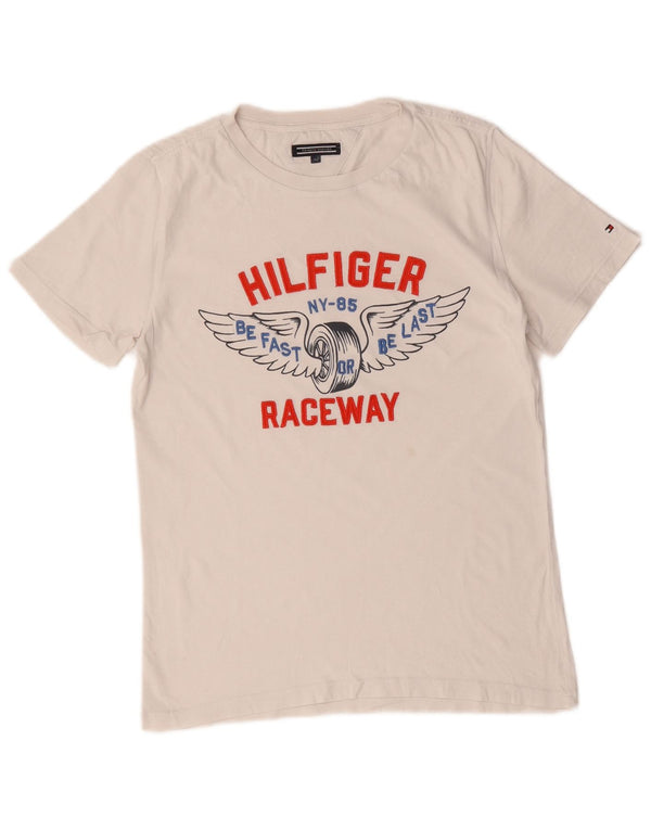 Tommy Hilfiger Boys Graphic T-Shirt Top 14-15 ετών λευκό βαμβακερό