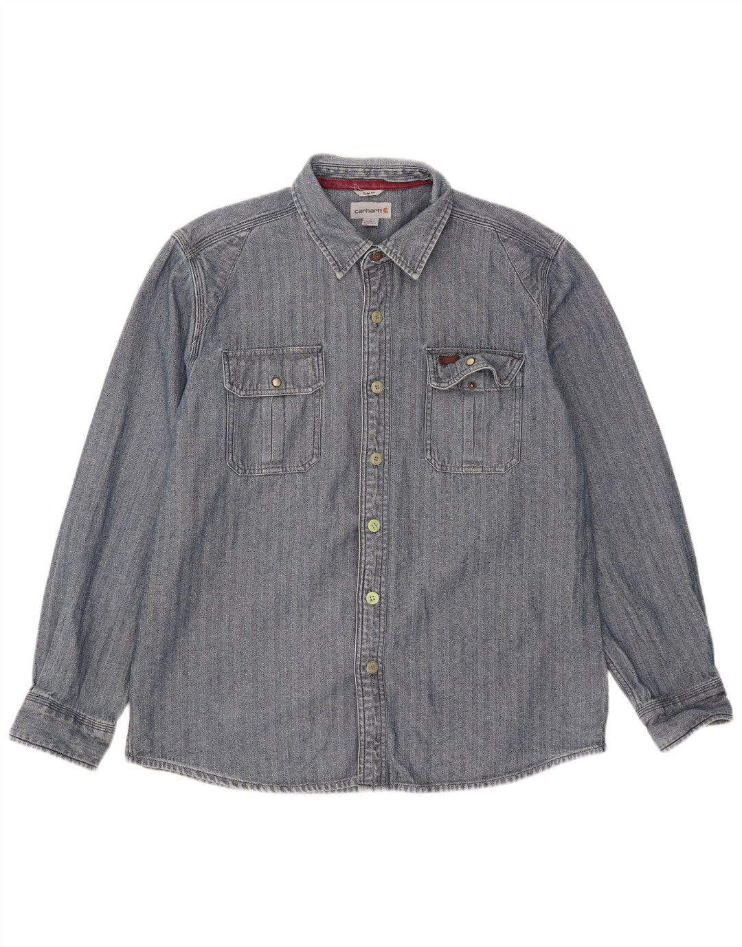 Ανδρικό πουκάμισο Carhartt Slim Fit μεγάλο μπλε βαμβακερό ψαροκόκκαλο