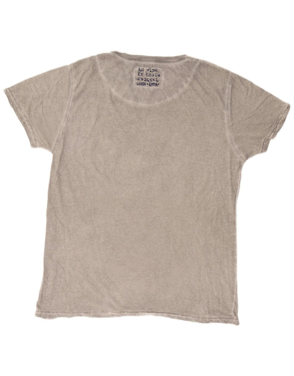 DESIGUAL Mens Graphic T-Shirt Top 2XL Grey Cotton