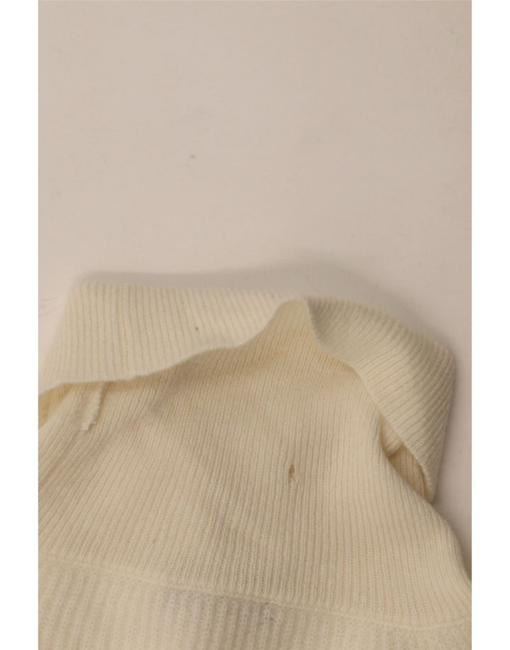 Vintage ανδρικό πουλόβερ με ρολό λαιμόκοψη XL από λευκό μαλλί