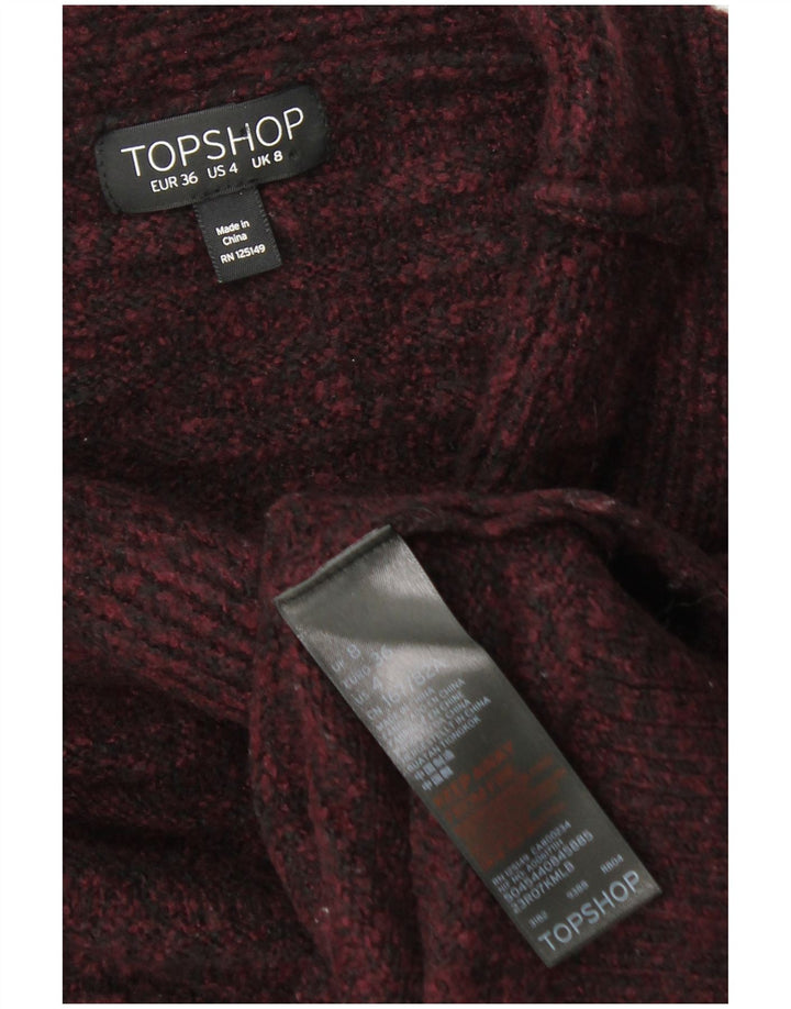 TOPSHOP Γυναικείο πουλόβερ με λαιμό χελώνα UK 8 Small μπορντό