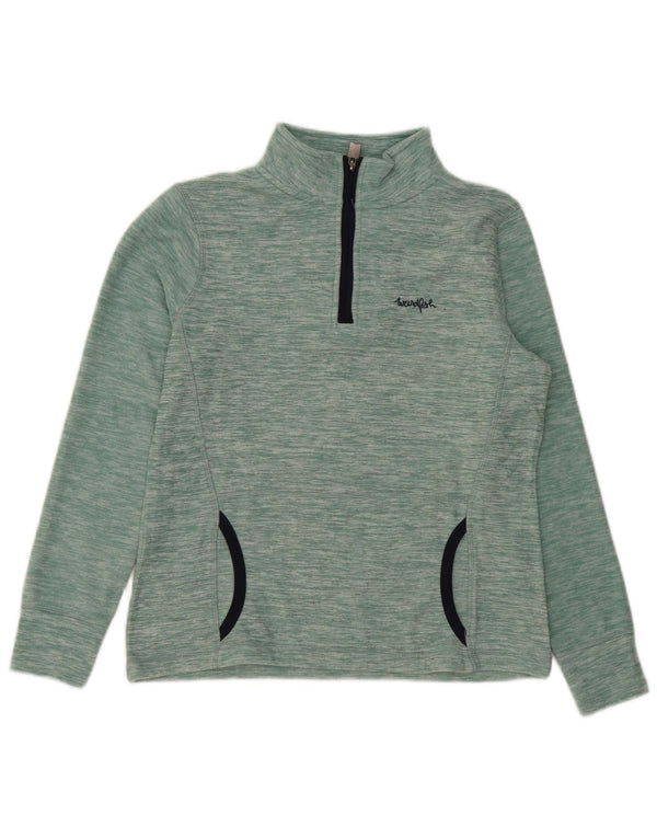 Weird Fish Womens Zip Fleece Jumper UK 10 Small Green Flecked