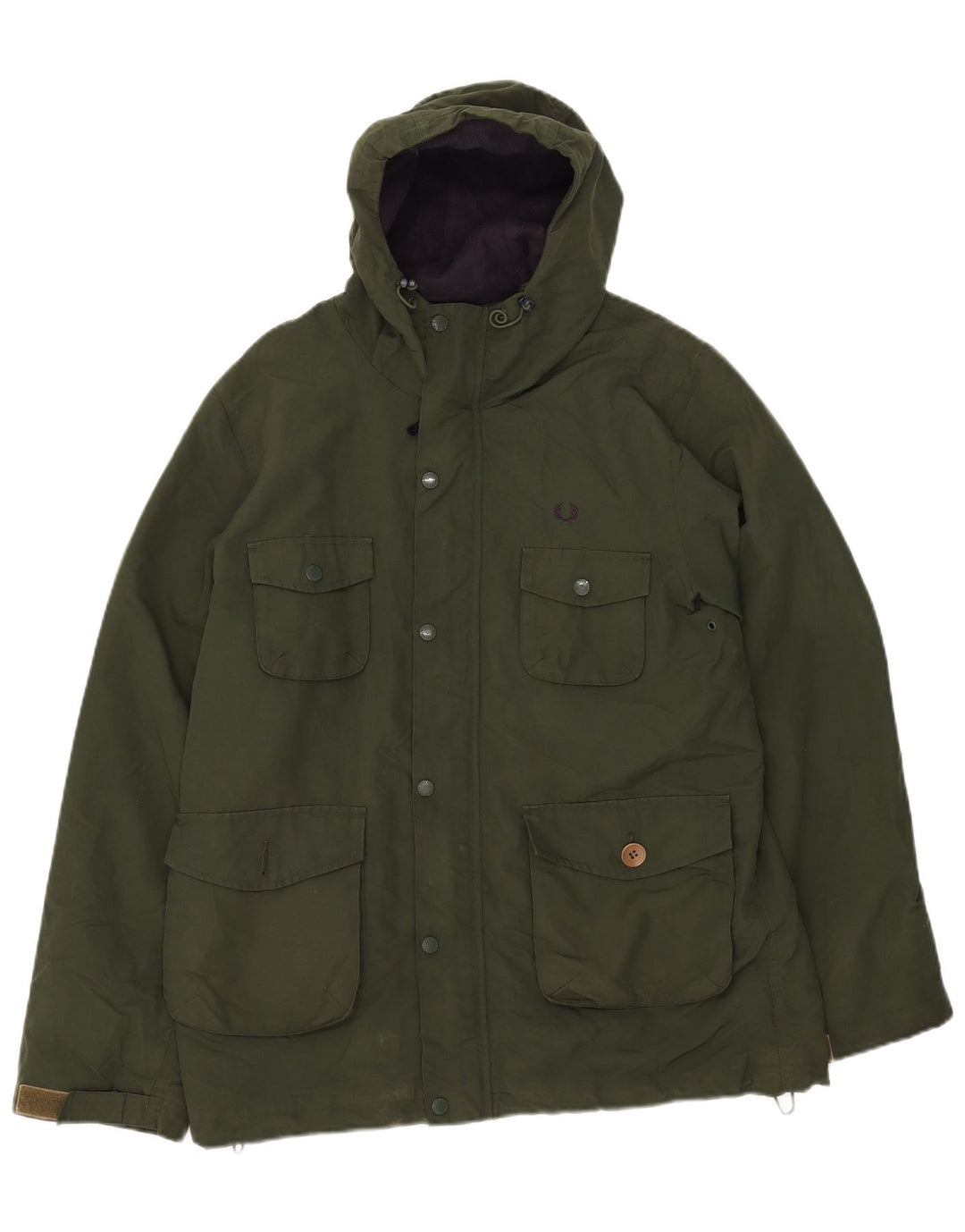 Fred Perry Ανδρικό μπουφάν με κουκούλα αντιανεμικό UK 38 Medium Green Nylon