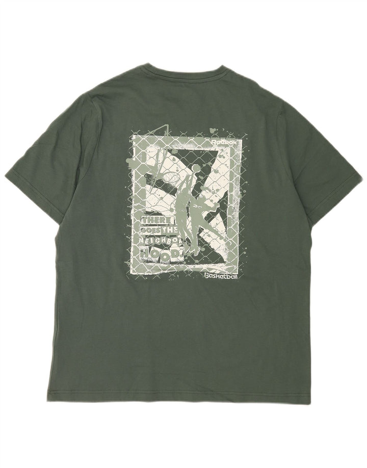 Ανδρικό γραφικό T-Shirt Reebok Top Μεσαίο πράσινο βαμβακερό