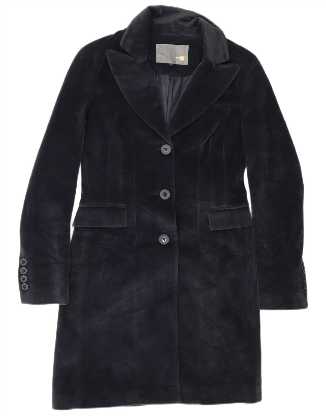 Vintage γυναικείο πανωφόρι UK 10 Small Navy Blue Polyester