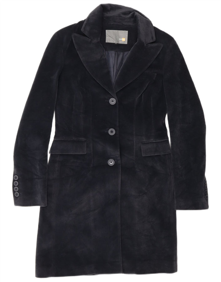 Vintage γυναικείο πανωφόρι UK 10 Small Navy Blue Polyester