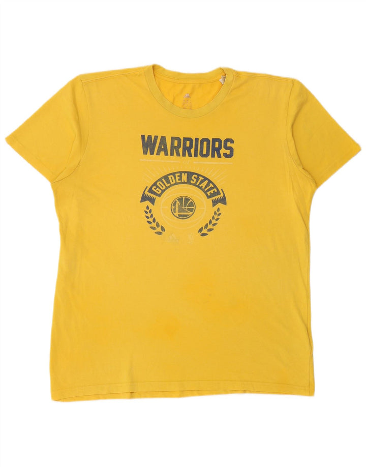 Ανδρικό γραφικό μπλουζάκι ADIDAS Golden State Warriors Top μεγάλο κίτρινο βαμβακερό