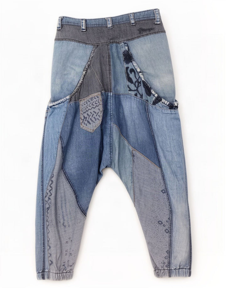 Desigual γυναικείο τζιν με καβάλο χαρέμι W30 L13 Μπλε βαμβακερό συνονθύλευμα
