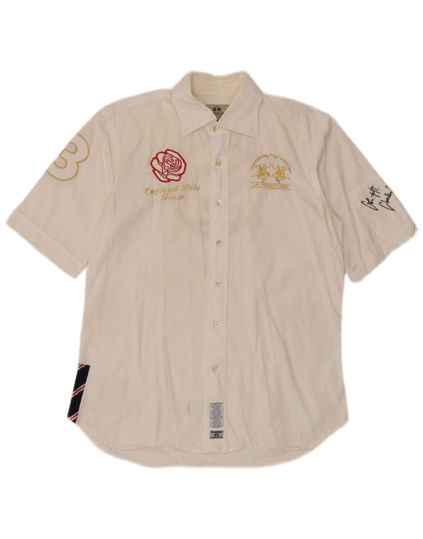 La Martina Ανδρικό πόλο Team England Graphic κοντομάνικο πουκάμισο XL λευκό