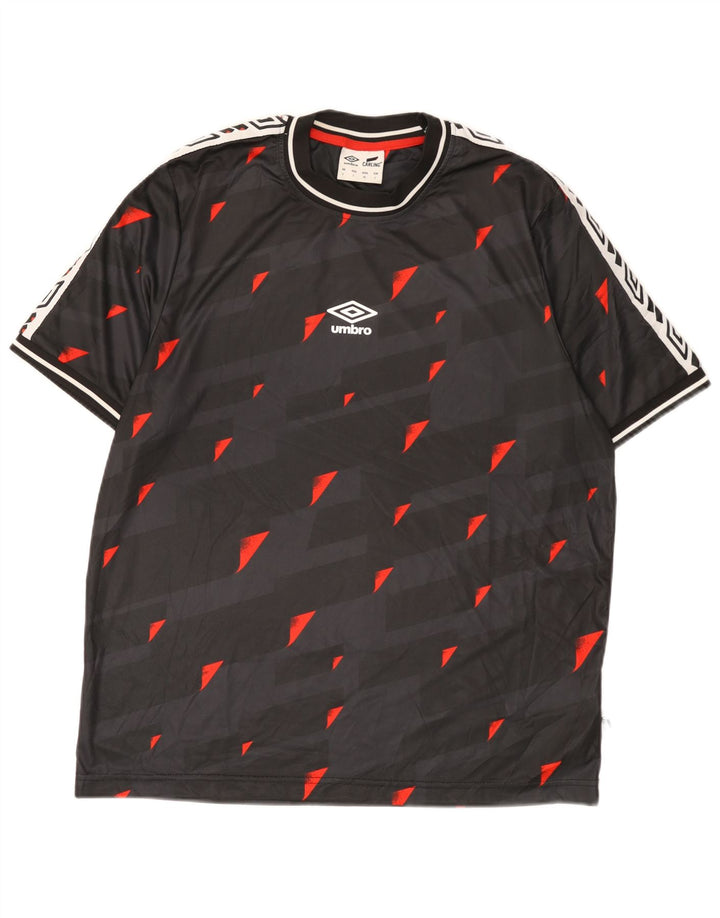 Ανδρικό γραφικό μπλουζάκι Umbro Top μεγάλο μαύρο γεωμετρικό πολυεστέρα